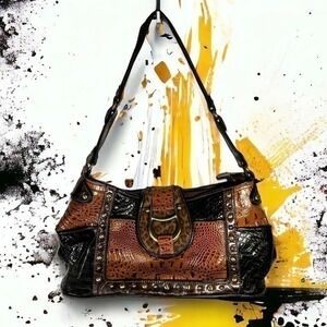 M.C Mark Chantel Croc Embossed Y2K, Western Style Shoulder Bag - “Tara”